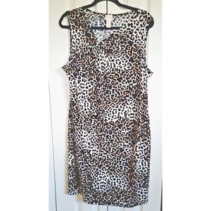Chico's 3 Sleeveless Dress‎ Animal Print Misses XL Stretch Midi NWOT